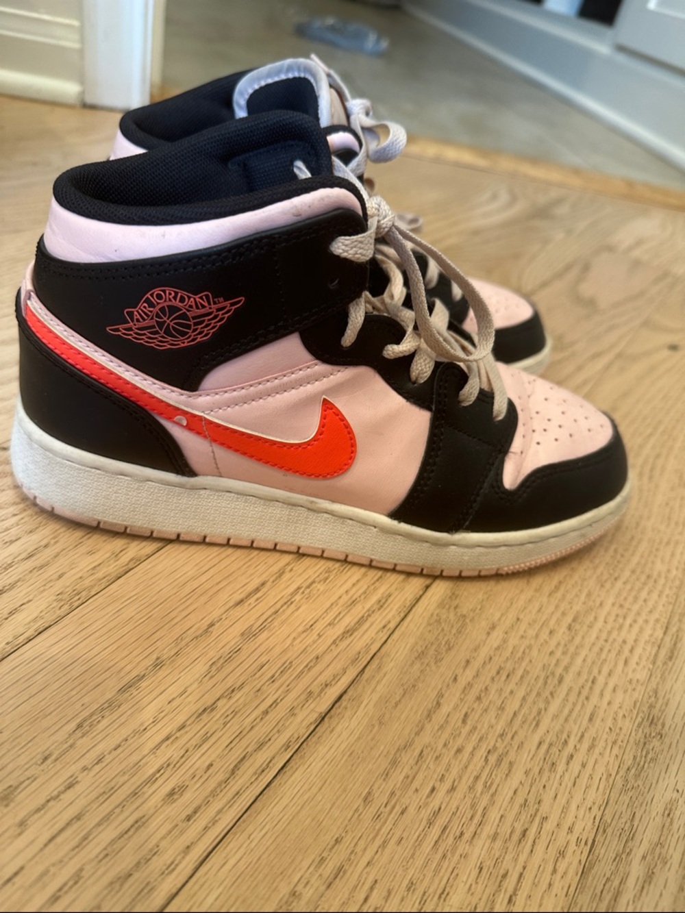 Jordan Kids High-Top Sneakers in Pink, Black & Orange